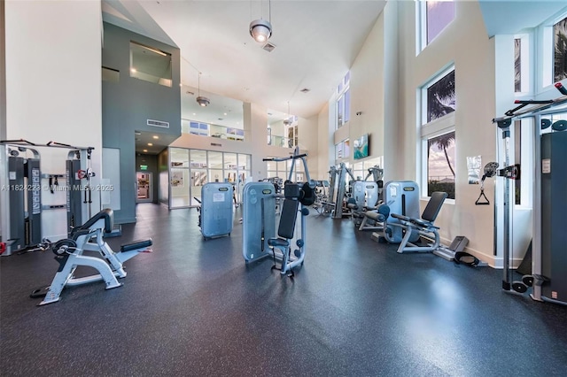 1900 N Bayshore Dr Unit 4111, Miami, FL 33132 - workout area featuring a high ceiling