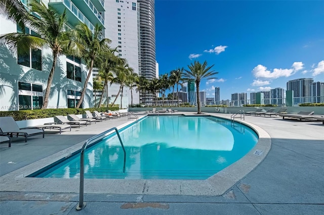 1900 N Bayshore Dr Unit 4111, Miami, FL 33132 - community pool with a view of skyline and a patio area