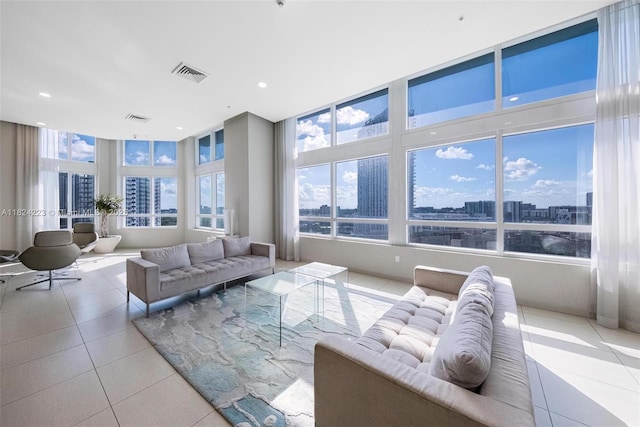 1900 N Bayshore Dr Unit 4111, Miami, FL 33132 - tiled living area featuring healthy amount of natural light and a city view