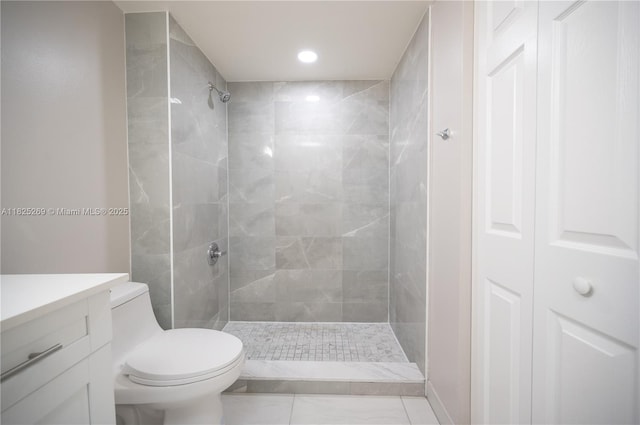 2406 Centergate Dr Unit 202, Miramar, FL 33025 - full bath with tiled shower, vanity, recessed lighting, a closet, and tile patterned floors