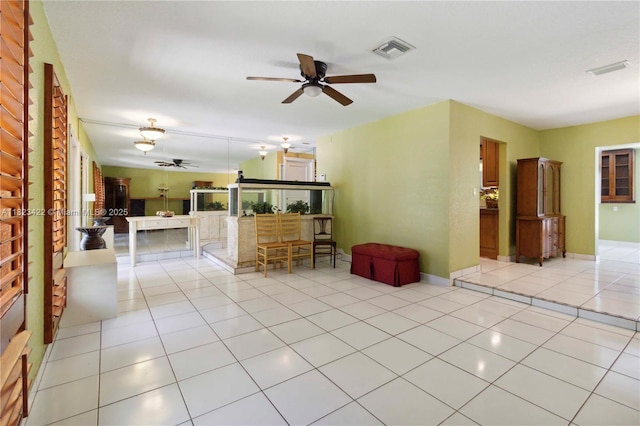 134 E Palm Dr, Margate, FL 33063 - living room with ceiling fan and light tile patterned flooring