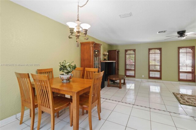 134 E Palm Dr, Margate, FL 33063 - dining space with a chandelier, healthy amount of natural light, ceiling fan, and light tile patterned floors