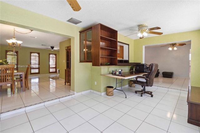 134 E Palm Dr, Margate, FL 33063 - office space featuring a ceiling fan, light tile patterned floors, and a chandelier