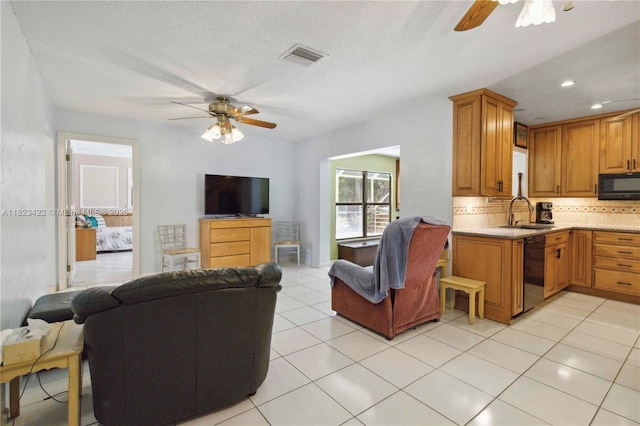 134 E Palm Dr, Margate, FL 33063 - living room featuring ceiling fan, recessed lighting, and light tile patterned floors