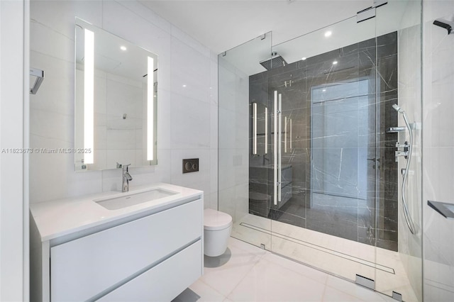 300 Biscayne Blvd Way Unit 4301, Miami, FL 33131 - full bathroom with vanity, a shower stall, and tile walls