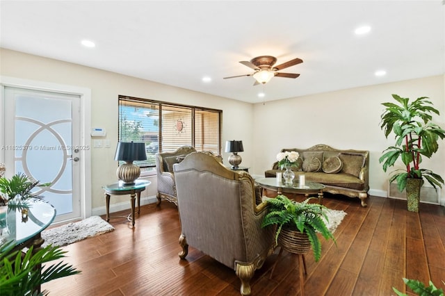 2251 NW 87th Ave, Pembroke Pines, FL 33024 - living room with a ceiling fan, wood finished floors, and recessed lighting