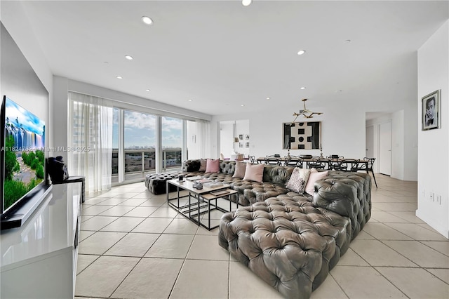 9601 Collins Ave Unit 809, Bal Harbour, FL 33154 - living room with light tile patterned floors and recessed lighting