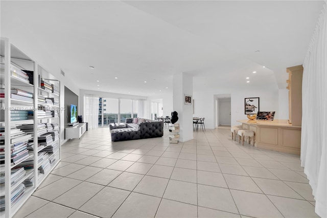 9601 Collins Ave Unit 809, Bal Harbour, FL 33154 - living room with light tile patterned floors and recessed lighting