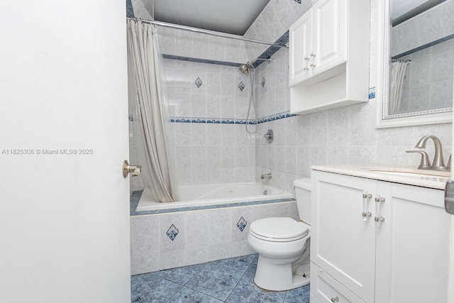 3420 NW 21st Ct, Coconut Creek, FL 33066 - bathroom with tiled shower / bath combo, tile patterned floors, and vanity