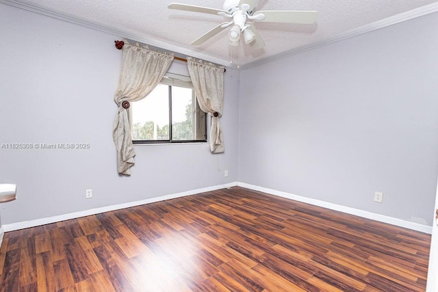 3420 NW 21st Ct, Coconut Creek, FL 33066 - empty room with ceiling fan, wood finished floors, a textured ceiling, and ornamental molding