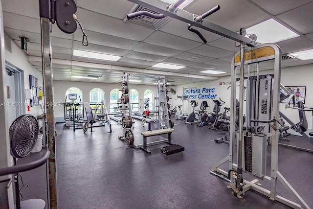 3420 NW 21st Ct, Coconut Creek, FL 33066 - workout area with a drop ceiling
