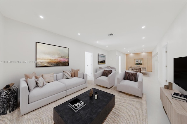 1344 SW 18th St, Miami, FL 33145 - living room featuring light colored carpet and recessed lighting