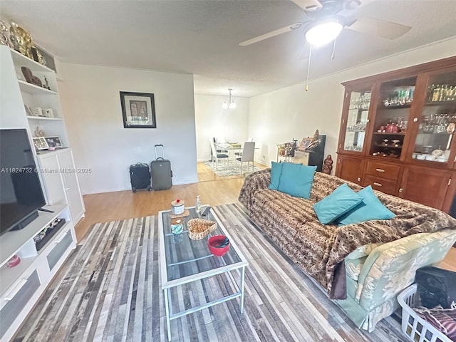 3821 Environ Blvd Unit 407, Lauderhill, FL 33319 - living room featuring wood finished floors and a ceiling fan