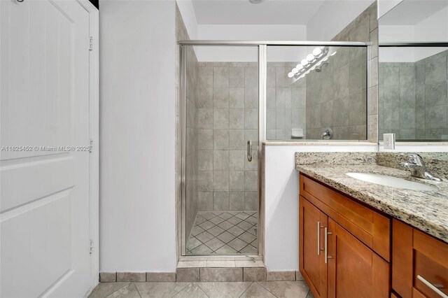 23061 SW 114th Path, Miami, FL 33170 - bathroom featuring vanity, a shower stall, and tile patterned flooring