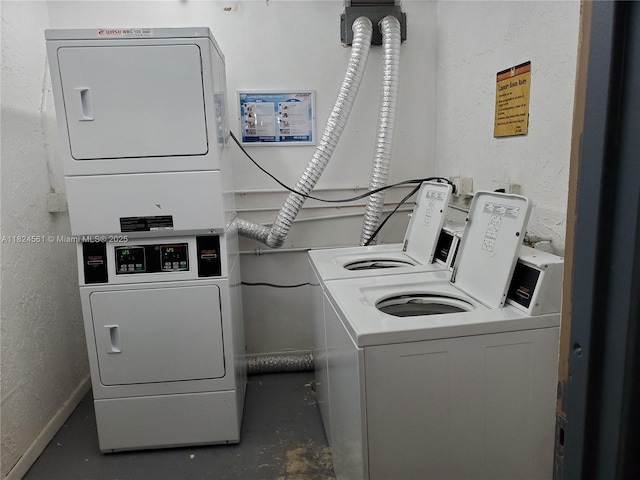 13499 Biscayne Blvd Unit 1105, North Miami, FL 33181 - community laundry room with estacked washer and dryer and a textured wall