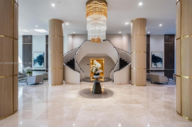 3500 Mystic Pointe Dr Unit 1702, Aventura, FL 33180 - common area featuring stairs and recessed lighting