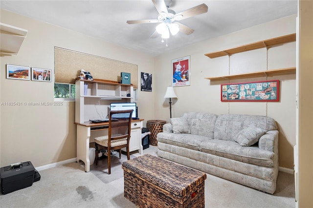 8220 NW 24th Ct, Pembroke Pines, FL 33024 - carpeted home office with ceiling fan and baseboards