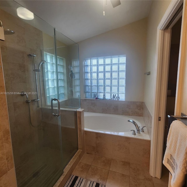 2017 NW 182nd Ave, Pembroke Pines, FL 33029 - full bath featuring a stall shower, a garden tub, tile patterned floors, and vaulted ceiling