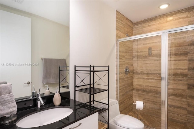 15811 Collins Ave Unit 1502, Sunny Isles Beach, FL 33160 - full bath featuring a shower stall, vanity, and recessed lighting