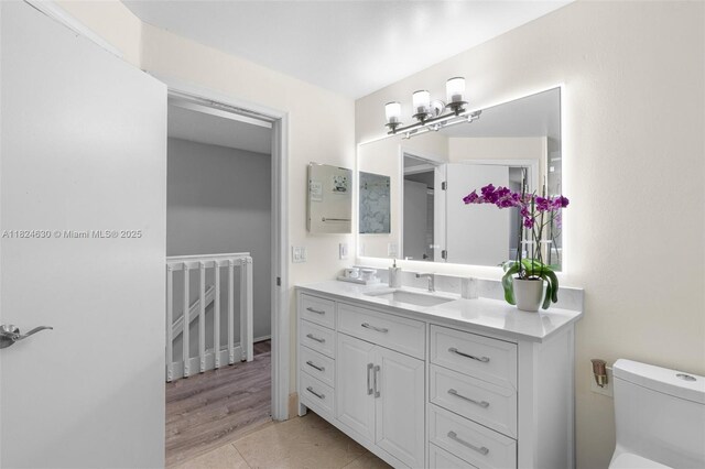 11000 Sand Piper Ct, Tamarac, FL 33321 - bathroom featuring vanity, tile patterned floors, and a chandelier