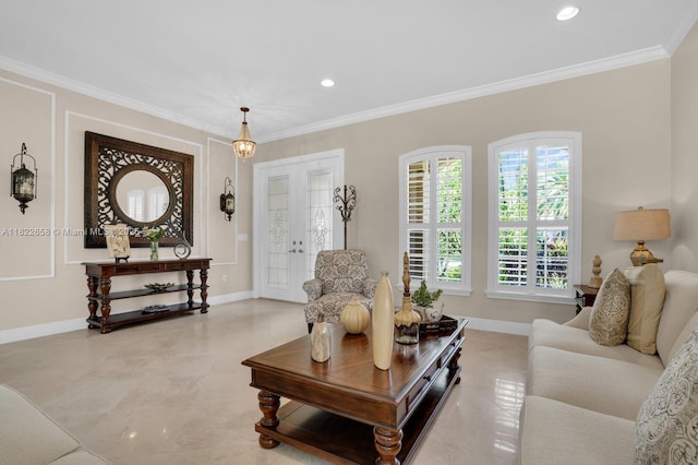 11844 Foxbriar Lake Trl, Boynton Beach, FL 33473 - living room with crown molding and recessed lighting