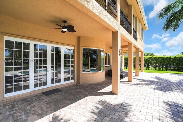 11844 Foxbriar Lake Trl, Boynton Beach, FL 33473 - view of patio / terrace featuring french doors and a ceiling fan