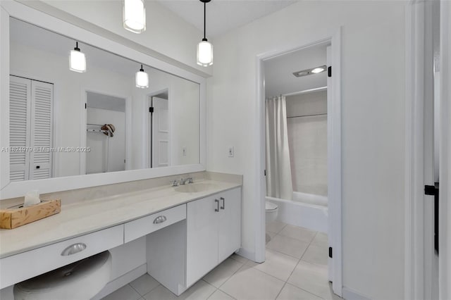 2000 S Ocean Blvd Unit 11M, Lauderdale By The Sea, FL 33062 - full bath featuring vanity, a closet, shower / bathtub combination with curtain, and tile patterned floors