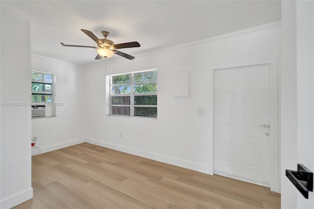 5615 Branch St, Hollywood, FL 33021 - empty room with light wood-style floors, crown molding, and ceiling fan