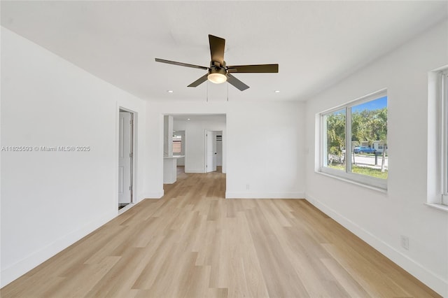 5615 Branch St, Hollywood, FL 33021 - empty room featuring light wood finished floors, a ceiling fan, and recessed lighting