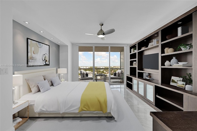 1 N Ocean Blvd Unit 1211, Pompano Beach, FL 33062 - bedroom featuring access to outside, ceiling fan, and recessed lighting