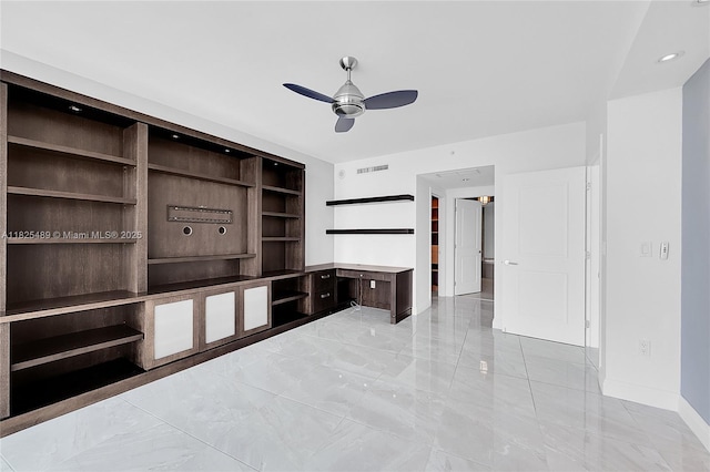 1 N Ocean Blvd Unit 1211, Pompano Beach, FL 33062 - unfurnished living room with light marble finish floors and a ceiling fan