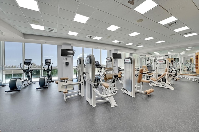 1 N Ocean Blvd Unit 1211, Pompano Beach, FL 33062 - gym with a paneled ceiling