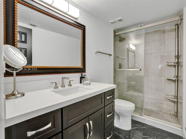 1470 NE 123rd St Unit Aph9, North Miami, FL 33161 - full bath with marble look tiles, a stall shower, and vanity