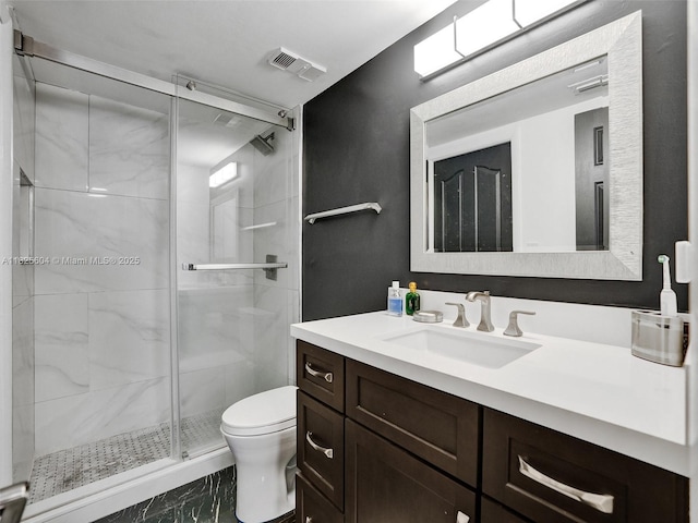 1470 NE 123rd St Unit Aph9, North Miami, FL 33161 - full bathroom with vanity, a stall shower, and marble look tiles