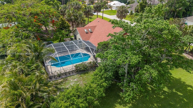 1381 SW Leisure Ln, Port St Lucie, FL 34953 - view from above of property with a pool