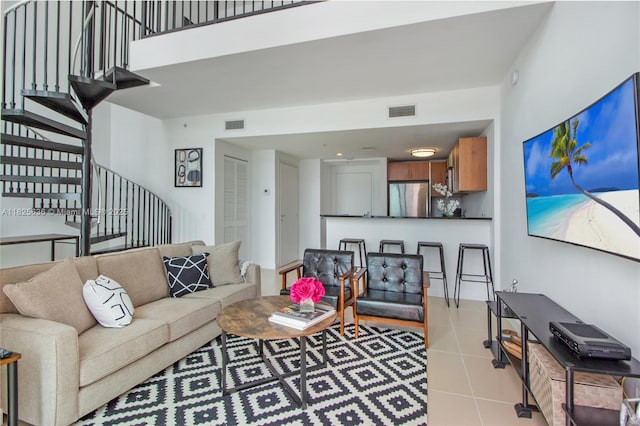 300 S Biscayne Blvd Unit L-1228, Miami, FL 33131 - living area with stairway and light tile patterned floors