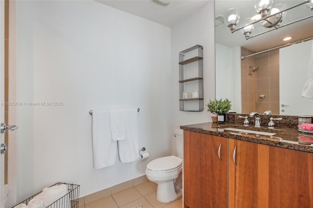 300 S Biscayne Blvd Unit L-1228, Miami, FL 33131 - bathroom with tile patterned flooring, vanity, a shower, and a chandelier