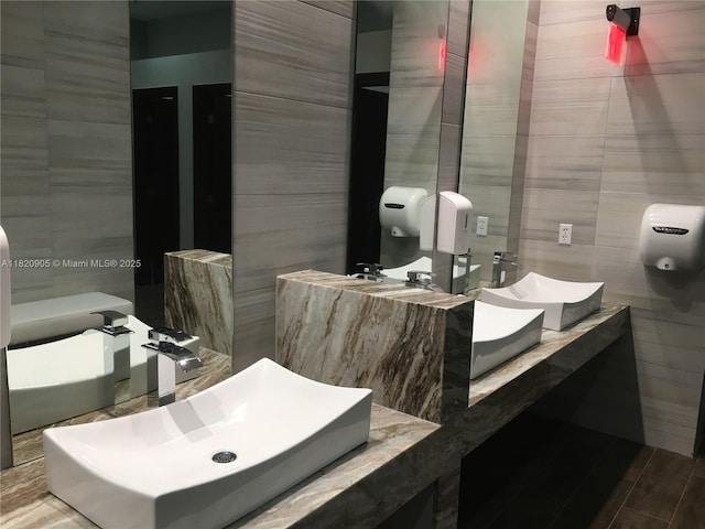 19383 SW 79th Ave, Cutler Bay, FL 33157 - bathroom with tile walls and double vanity