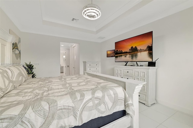 13307 SW Green Delta Rd, Port St Lucie, FL 34987 - bedroom featuring light tile patterned floors and a tray ceiling