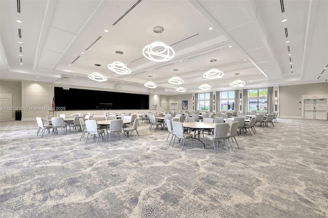 13307 SW Green Delta Rd, Port St Lucie, FL 34987 - carpeted dining space featuring a tray ceiling