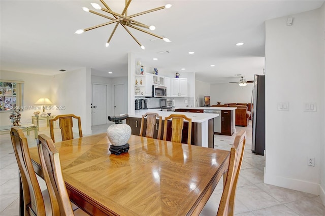 676 NW 133rd Dr, Plantation, FL 33325 - dining space with a chandelier, recessed lighting, and light tile patterned floors