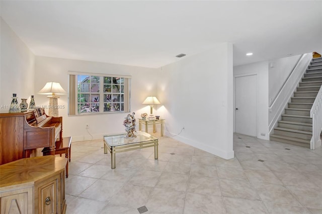 676 NW 133rd Dr, Plantation, FL 33325 - living area featuring stairway, recessed lighting, and light tile patterned floors