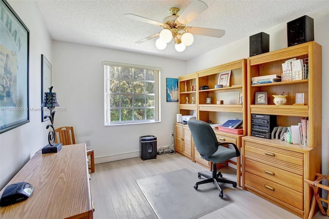 676 NW 133rd Dr, Plantation, FL 33325 - office space featuring ceiling fan, a textured ceiling, and light wood-type flooring