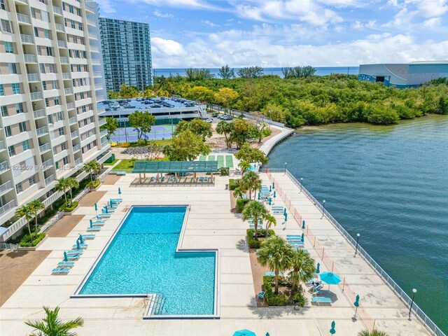 500 Bayview Dr Unit 228, Sunny Isles Beach, FL 33160 - view of swimming pool featuring a water view