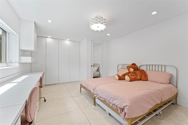 3748 Prairie Ave, Miami Beach, FL 33140 - bedroom featuring light tile patterned floors and recessed lighting