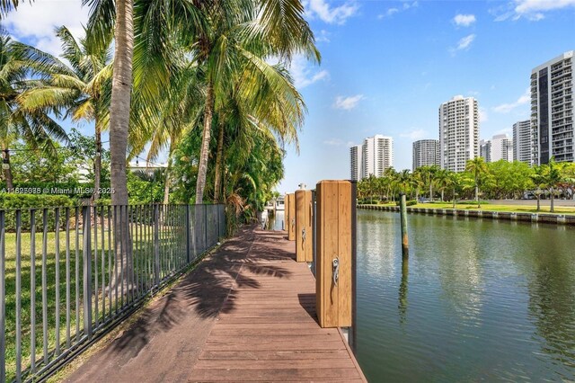 413 Holiday, Hallandale Beach, FL 33009 - dock area with a water view and a city view