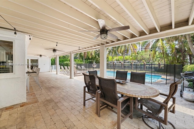 413 Holiday, Hallandale Beach, FL 33009 - view of patio / terrace featuring a ceiling fan and outdoor dining space