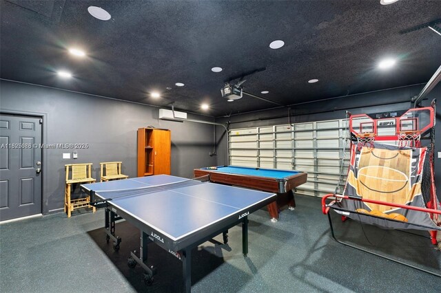 413 Holiday, Hallandale Beach, FL 33009 - game room featuring recessed lighting and a garage