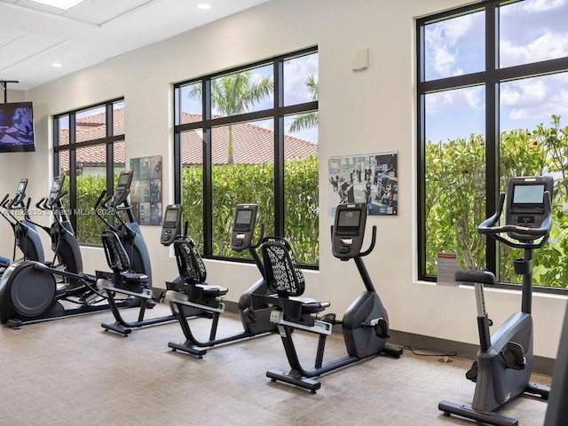9125 SW Esule Way, Port St Lucie, FL 34987 - workout area featuring carpet floors