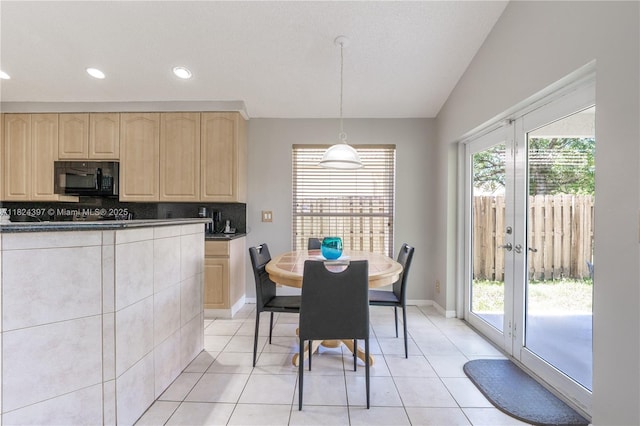 13224 NW 12th St, Pembroke Pines, FL 33028 - dining area featuring light tile patterned floors, recessed lighting, and french doors